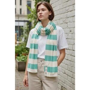 ✨ Lululemon Vinyasa Scarf – Teal & Cream Stripe ✨ spring light weight